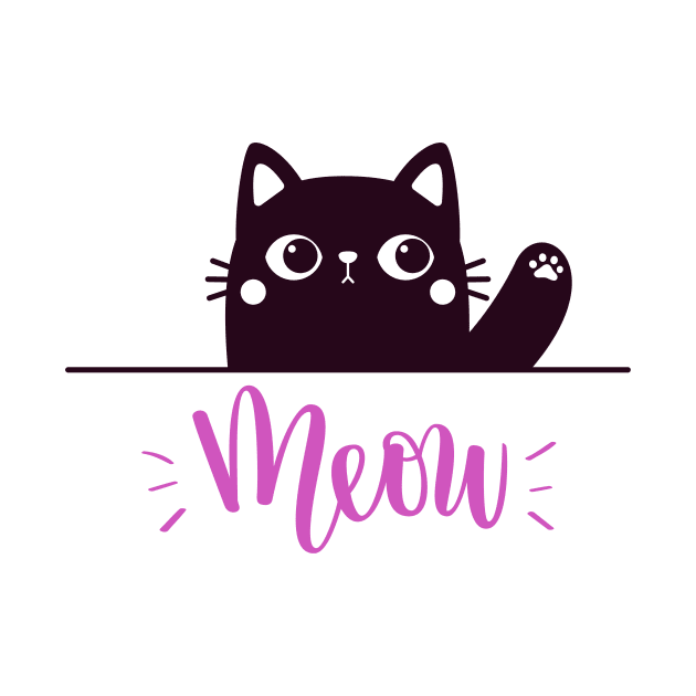 CUTE BLACK CAT MEOW by BZART