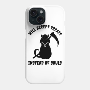 Black Cat Grim Reaper Will Accept Treats Instead of Souls Phone Case