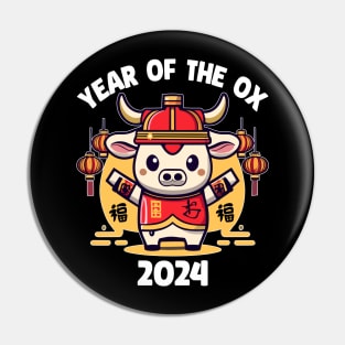 cute kawaii chinese Zodiac New Year of the Ox 2024. Chinese new year | New year gift | Zodiac ox. Pin