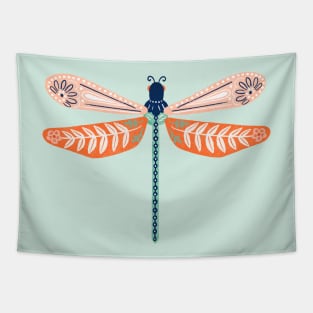 Folk Art Dragonfly - Blush & Mint Tapestry