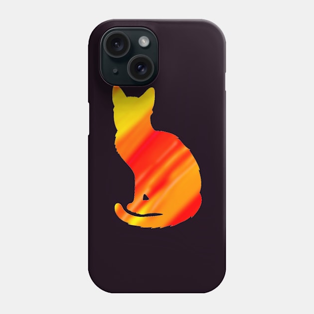 Fire Cat Silhouette Phone Case by Amanda1775