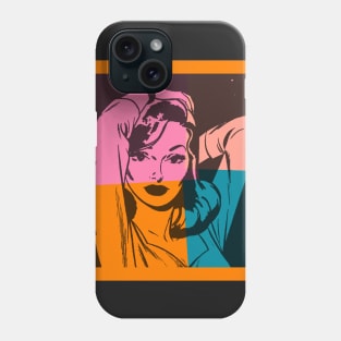 Woman in Sixties Retro Style Orange Phone Case