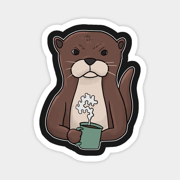 Grumpy Otter with Coffee Morning Grouch Magnet by Mesyo