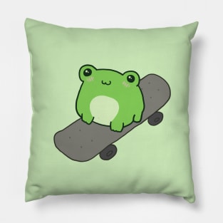 Sporty Funny Frog Riding a Skateboard Pillow