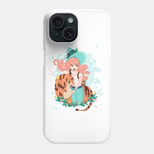 The witch and her pet tiger Phone Case