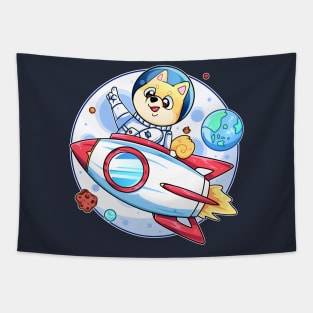 Shiba to the moon Tapestry