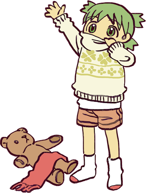 sweater weather yotsuba with scarf and teddy bear Kids T-Shirt by mudwizard