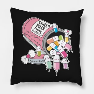 chill pills cute pills cartoon Pillow