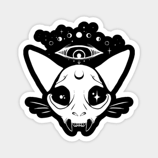 Cat Moon Skull Design Magnet