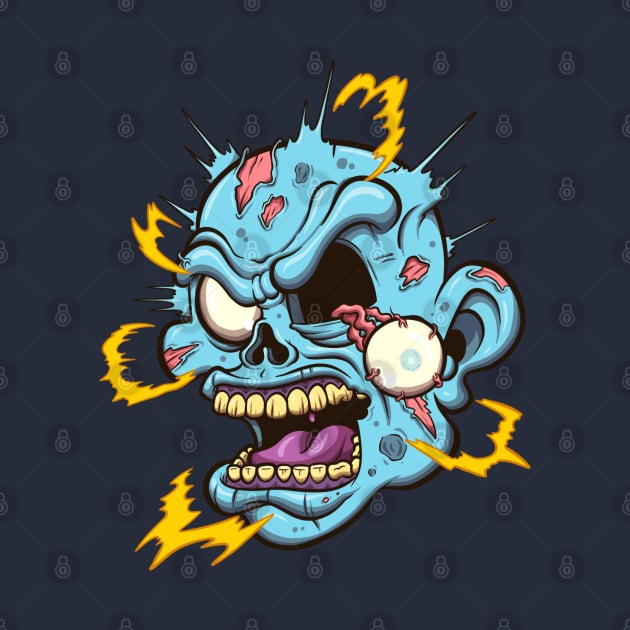 Electrocuted Zombie Head by TheMaskedTooner