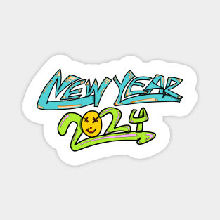 New year 2024 lettering colourful Magnet