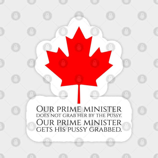 Our prime minister does not grab her by pussy. Our prime minister gets his pussy grabbed. Magnet by Styr Designs