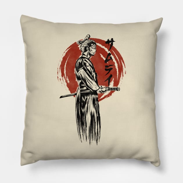 Japanese Ronin Samurai Pillow by petterart