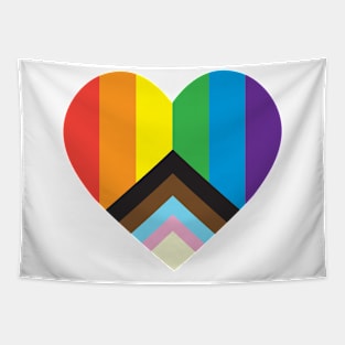 Pride Heart shape design with Rainbow Pride flag Tapestry