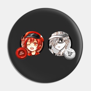 Hataraku Saibou Red & White Blood Cell Pin