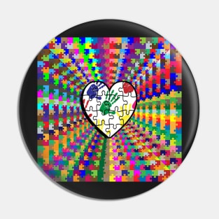 Autism Awareness & Support Puzzle Pieces, Heart Graphic Art Design face masks, Phone Cases, Apparel & Gifts Pin