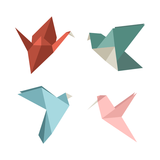 Soft pastel set of origami birds by TinyFlowerArt