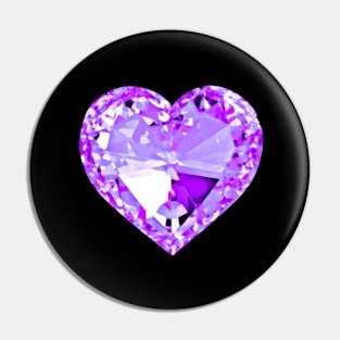 Purple Heart Shaped Diamond Pin