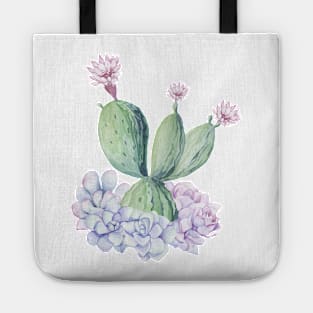 Pretty Pink and Green Southwest Cactus Succulent Tote