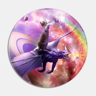 Rainbow Space Cat On Dragon Pin