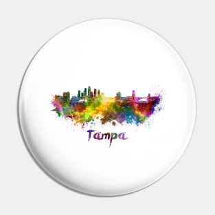 Tampa skyline in watercolor Pin