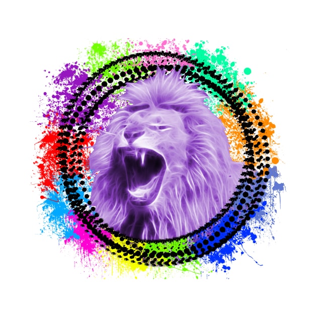 Colourful Rainbow Lion Explosion by PixelParadigm