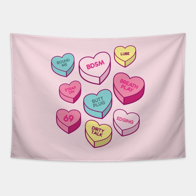 BDSM Candy Hearts Tapestry by Hixon House