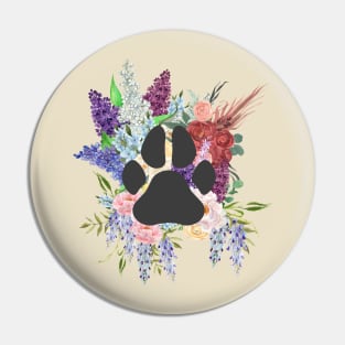 Dog Paws and Flowers Pin