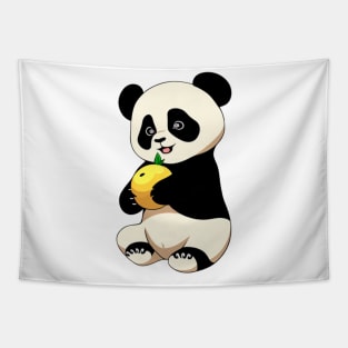 panda eats an orange - funny/cute panda Tapestry