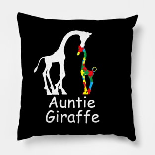 Womens Autism Auntie Giraffe Puzzle Piece Autism Awareness Pillow