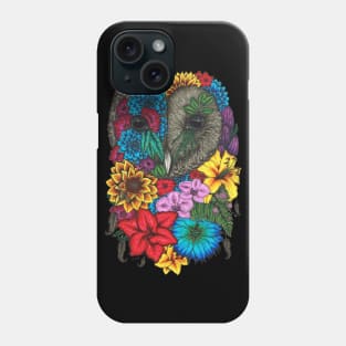 Floral Owl Color Black Background Phone Case