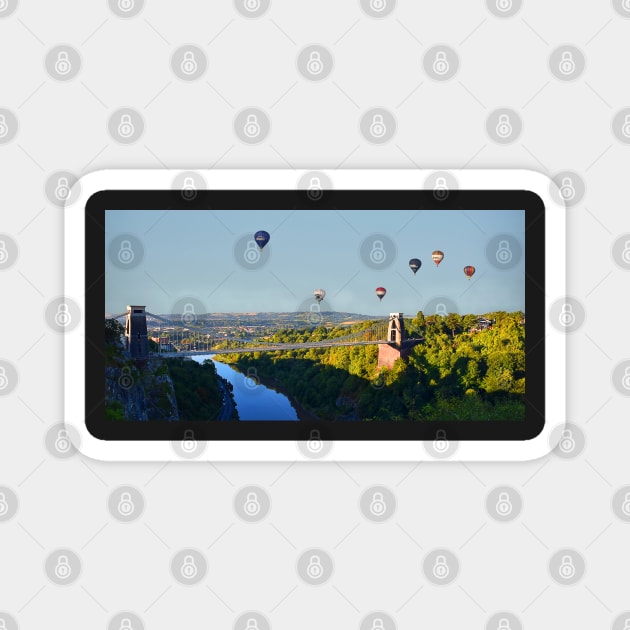 Balloons over Clifton Suspension Bridge Magnet by Graz-Photos