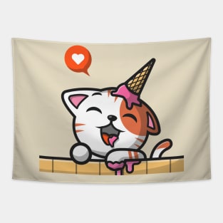 Cute Cat Ice Cream Cone (2) Tapestry