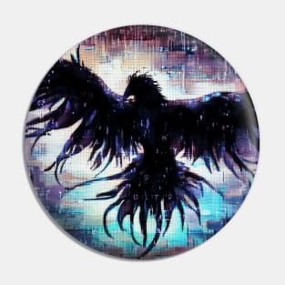 Goth Raven pixel art Pin
