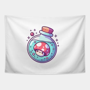 Kawaii Mushroom in Jar Tapestry