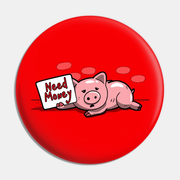 Funny Cute Beggar Pig Money Problem Homeless Cartoon Pin by BoggsNicolas