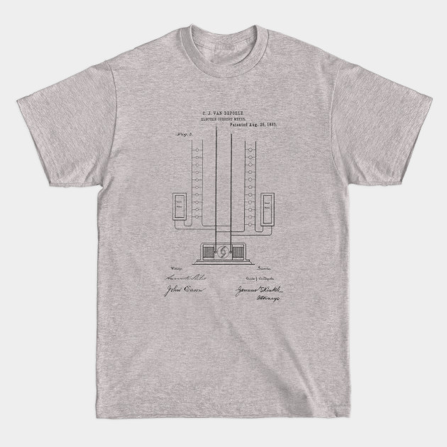 Discover Electric Current Meter Vintage Patent Hand Drawing - Meter - T-Shirt