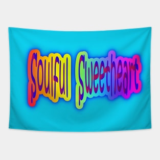 Soulful Sweetheart Neon Retro Rainbow Tapestry