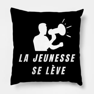 La Jeunesse se lève homme avec mégaphone Pillow