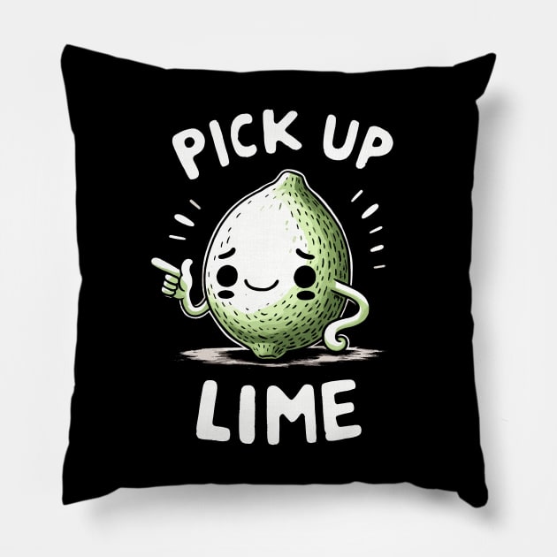 Pick up Line happy Lime Pillow by DoodleDashDesigns