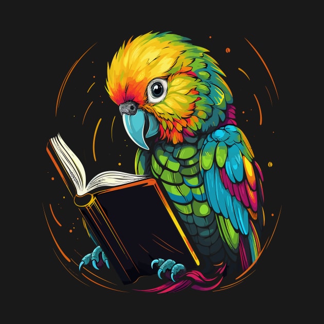 Parakeet Reads Book by JH Mart