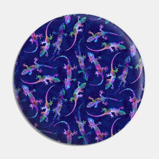 Navy Opalescent Geckos Pin