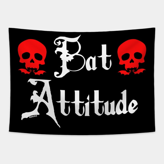 Bat Attitude (Red Version) Tapestry by Jan Grackle