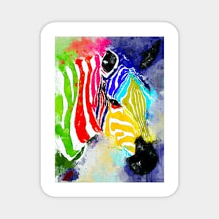 Watercolor Rainbow Zebra Magnet