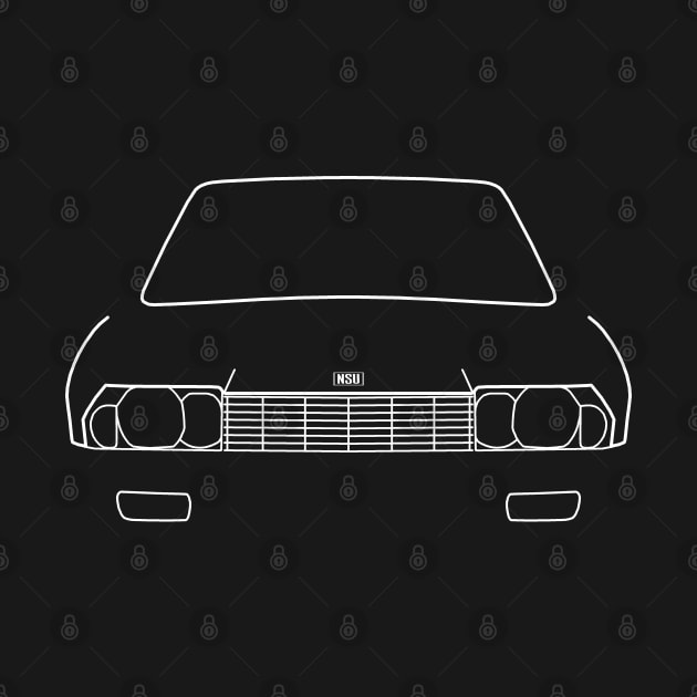 NSU Ro 80 classic car white outline graphic by soitwouldseem