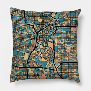 San Antonio Map Pattern in Mid Century Pastel Pillow