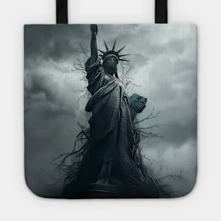 Statue of Liberty: America a Shambled Nation on a Dark Background Tote