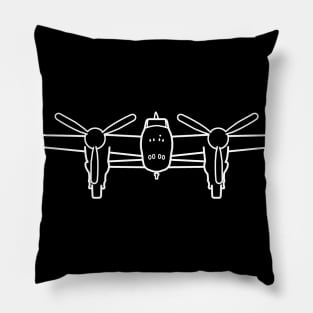 Mosquito WW2 combat aircraft outline graphic (white) Pillow