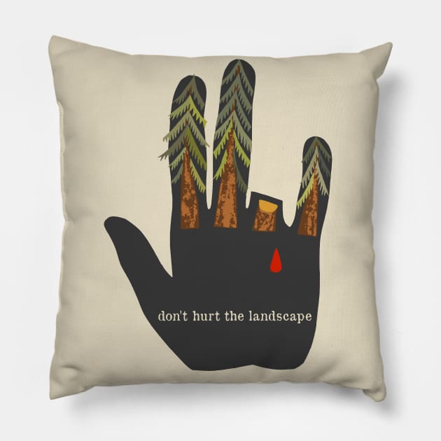 Don't Hurt The Landscape Translated - Soviet Propaganda, Environmentalism, Climate Change Pillow by SpaceDogLaika