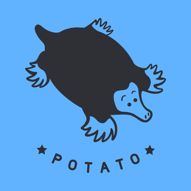 Chonky mole. minimal art of a cute furry potato in dark ink by croquis design